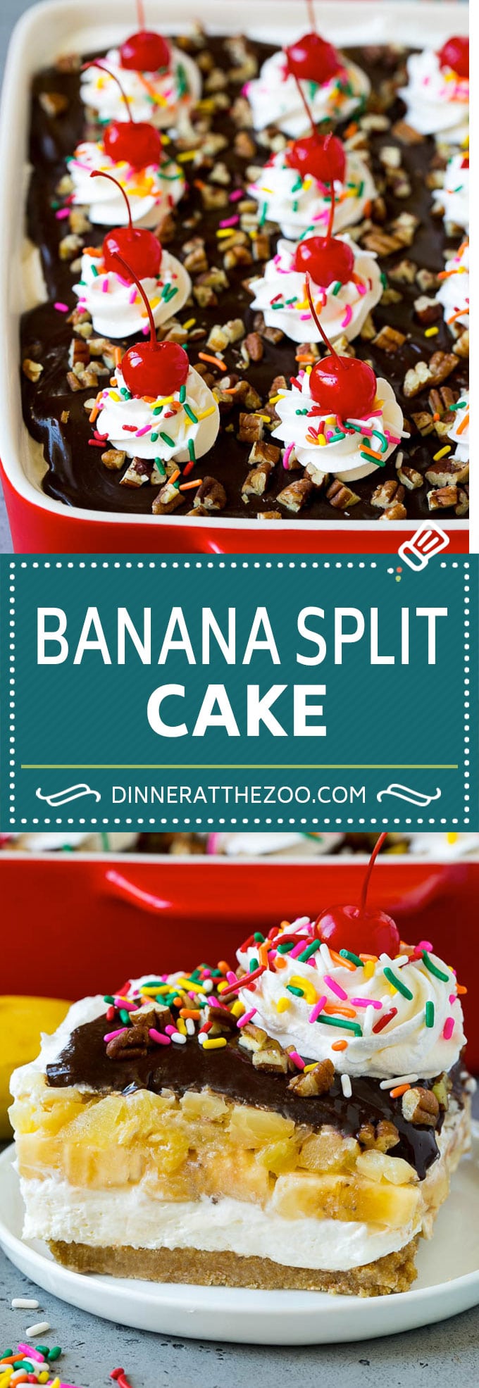 Banana Split Cake Recipe | No Bake Cake | Banana Split Dessert #banana #chocolate #nobake #cake #cheesecake #ezlod