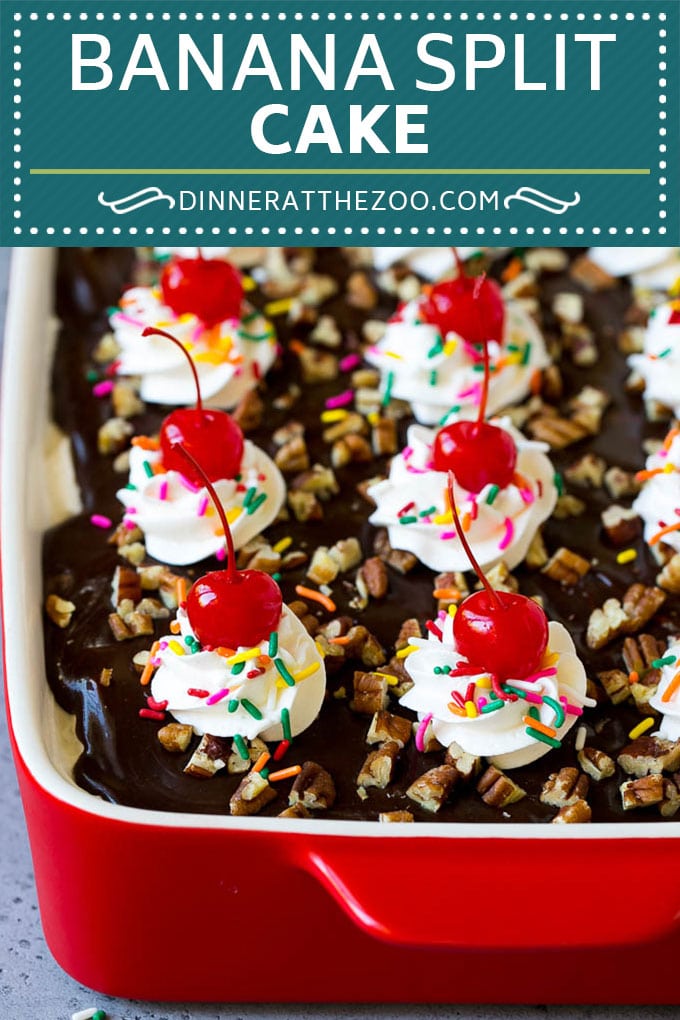 Banana Split Cake Recipe | No Bake Cake | Banana Split Dessert #banana #chocolate #nobake #cake #cheesecake #ezlod