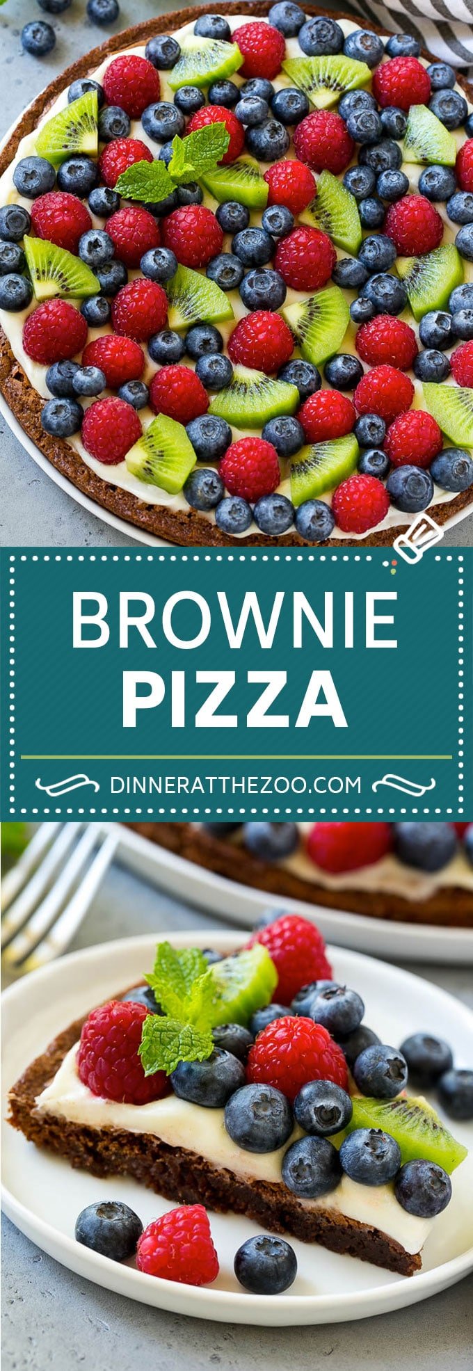 Brownie Pizza Recipe | Fruit Pizza | Dessert Pizza #brownie #pizza #chocolate #fruit #dessert #ezlod