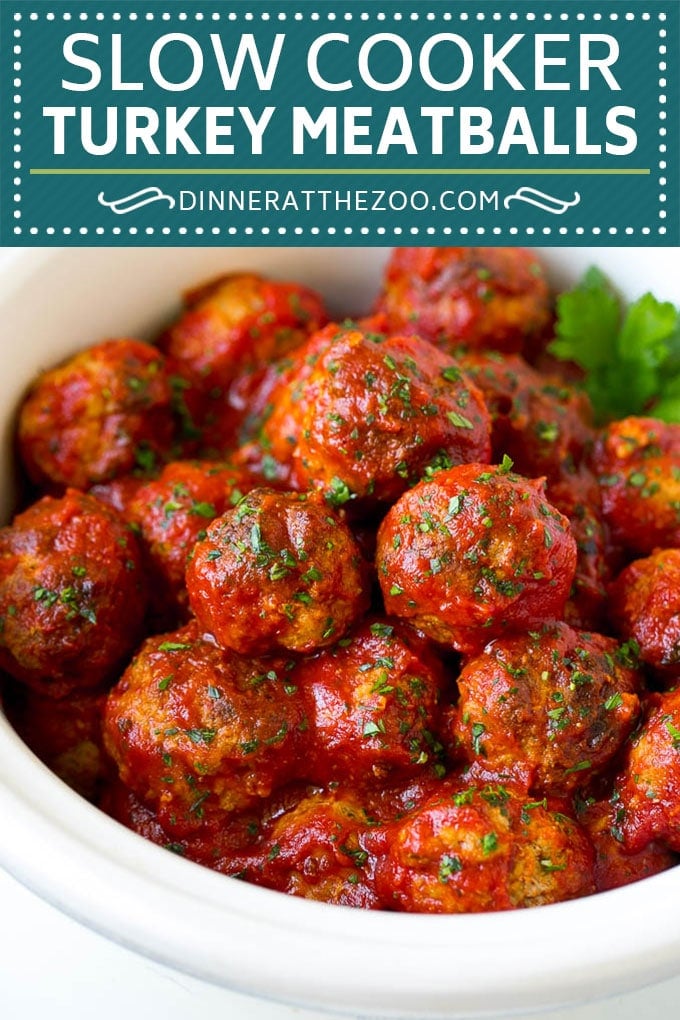 Slow Cooker Turkey Meatballs | Spaghetti and Meatballs #crockpot #slowcooker #turkey #meatballs #dinner #ezlod