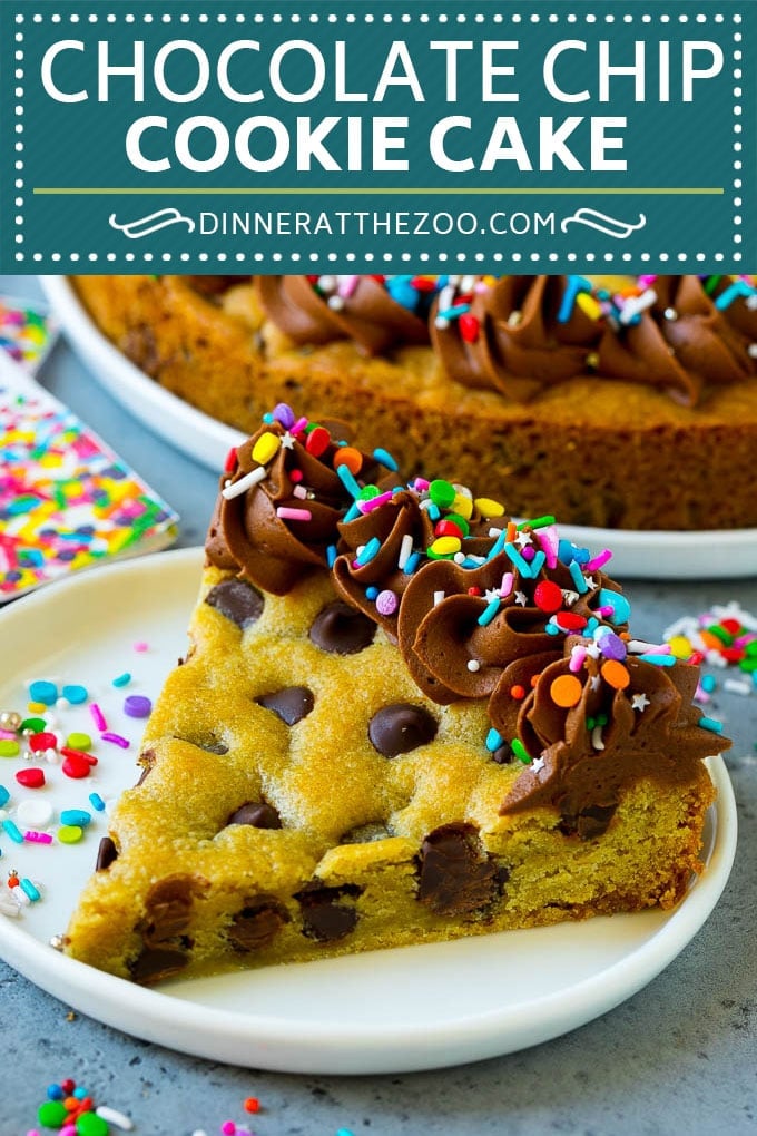 Cookie Cake Recipe | Chocolate Chip Cookie Cake #cookies #cake #chocolate #dessert #ezlod #sprinkles