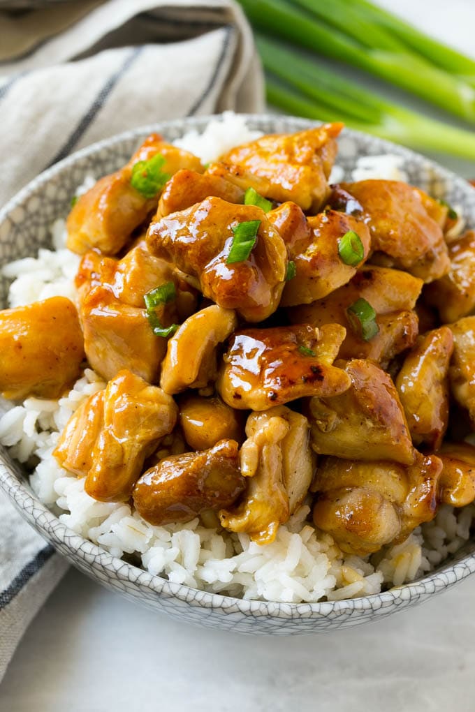 Bourbon Chicken | Sauteed Chicken | Chicken Stir Fry | Easy Chicken Recipe #chicken #dinner #ezlod Sweet and savory chicken served over a bowl of rice.
