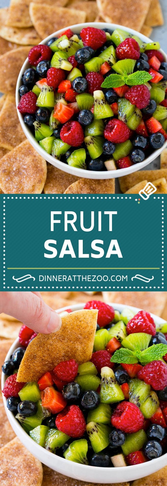 Fruit Salsa Recipe | Dessert Salsa | Cinnamon Sugar Chips | Fruit Recipe #fruit #kiwi #blueberry #strawberry #dip #salsa #ezlod #dessert #snack