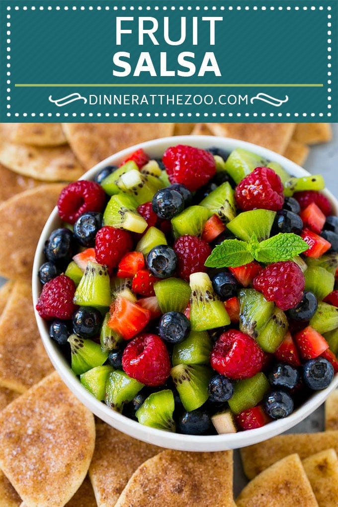 Fruit Salsa Recipe | Dessert Salsa | Cinnamon Sugar Chips | Fruit Recipe #fruit #kiwi #blueberry #strawberry #dip #salsa #ezlod #dessert #snack
