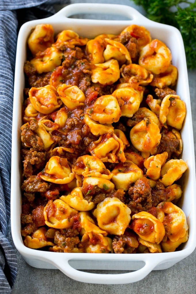 Baked Tortellini with Meat Sauce Recipe | Cheese Tortellini | Tortellini Recipe | Baked Pasta Recipe #tortellini #bakedtortellini #meatsauce #pasta #dinner #ezlod A dish of cheese tortellini tossed in meat sauce.