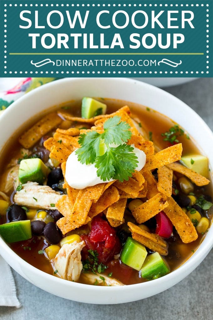 Slow Cooker Chicken Tortilla Soup Recipe | Chicken Soup Recipe | Slow Cooker Chicken Soup | Mexican Chicken Soup | Tortilla Soup Recipe #soup #tortillasoup #chickensoup #mexican #mexicansoup #dinner #ezlod
