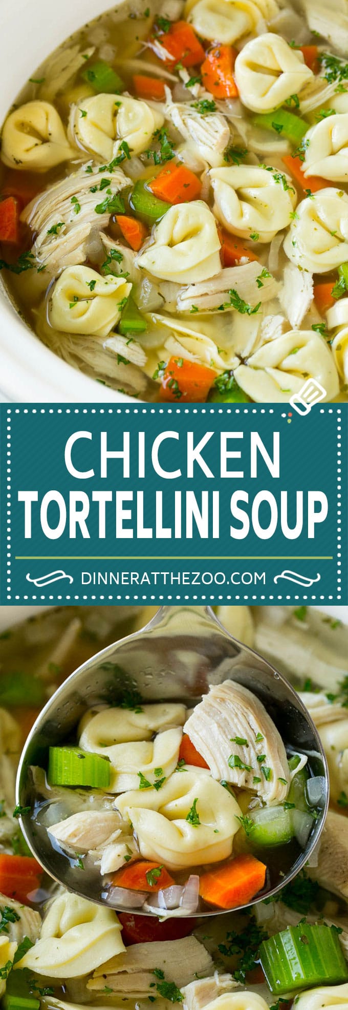 Chicken Tortellini Soup #soup #chicken #pasta #tortellini #slowcooker #crockpot #dinner #ezlod