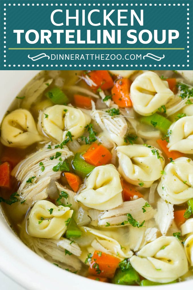 Chicken Tortellini Soup #soup #chicken #pasta #tortellini #slowcooker #crockpot #dinner #ezlod