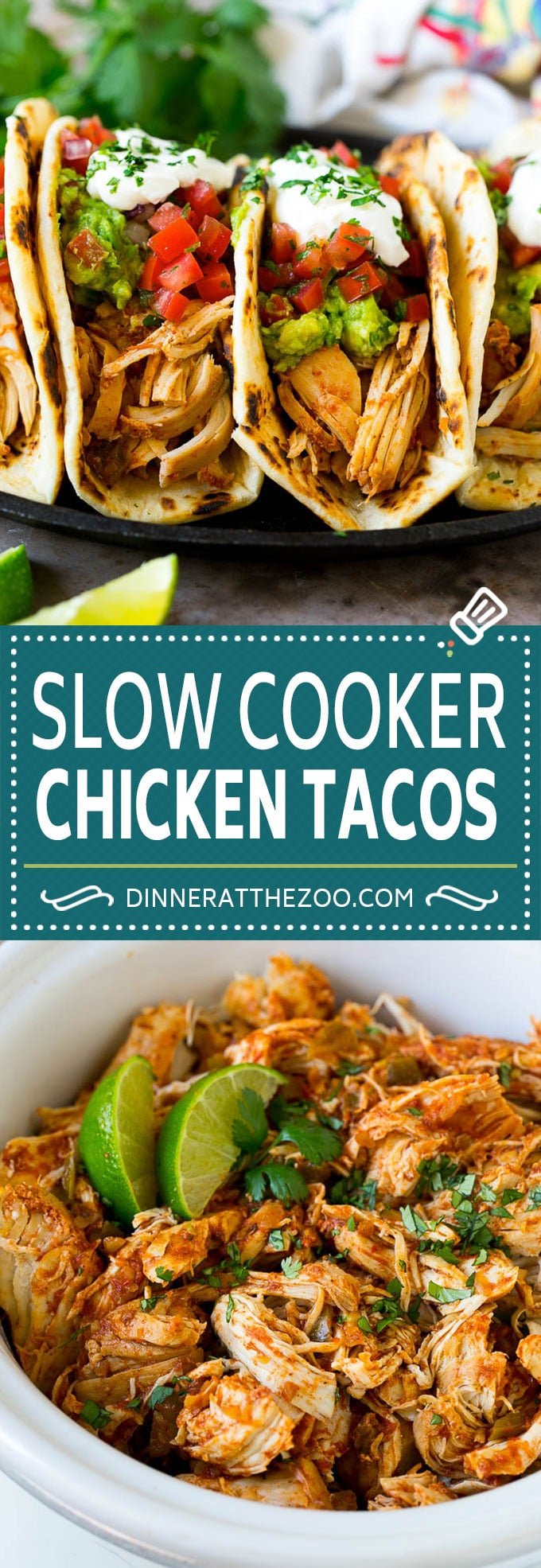 Slow Cooker Chicken Tacos Recipe | Crock Pot Chicken Tacos #tacos #chicken #slowcooker #crockpot #tacotuesday #dinner #ezlod