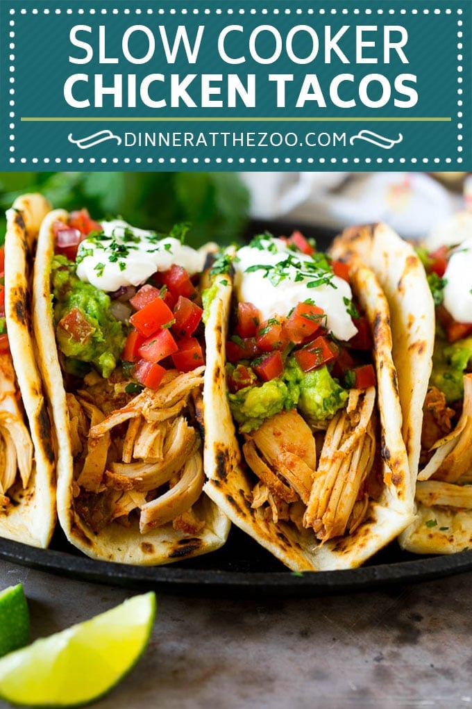 Slow Cooker Chicken Tacos Recipe | Crock Pot Chicken Tacos #tacos #chicken #slowcooker #crockpot #tacotuesday #dinner #ezlod