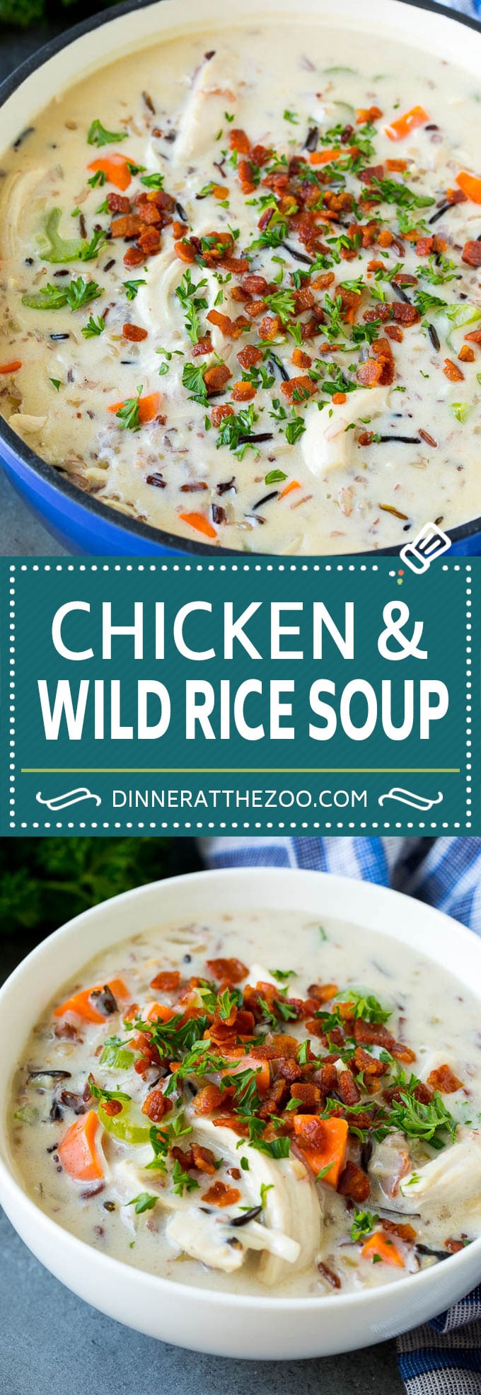 Chicken and Wild Rice Soup Recipe | Creamy Chicken Soup #chicken #rice #soup #bacon #dinner #ezlod