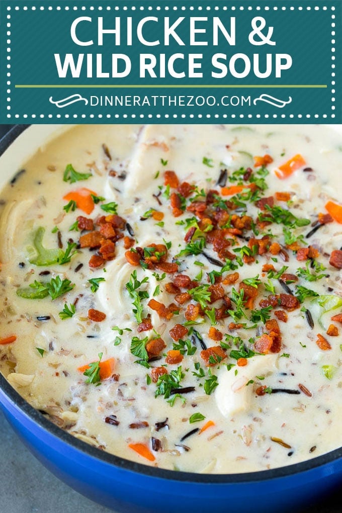 Chicken and Wild Rice Soup Recipe | Creamy Chicken Soup #chicken #rice #soup #bacon #dinner #ezlod