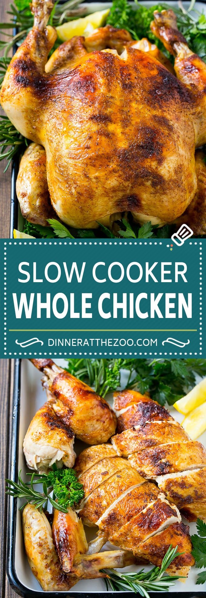 Slow Cooker Whole Chicken | Slow Cooker Rotisserie Chicken | Crock Pot Roasted Chicken | Crock Pot Whole Chicken #chicken #slowcooker #crockpot #glutenfree #dinner #ezlod
