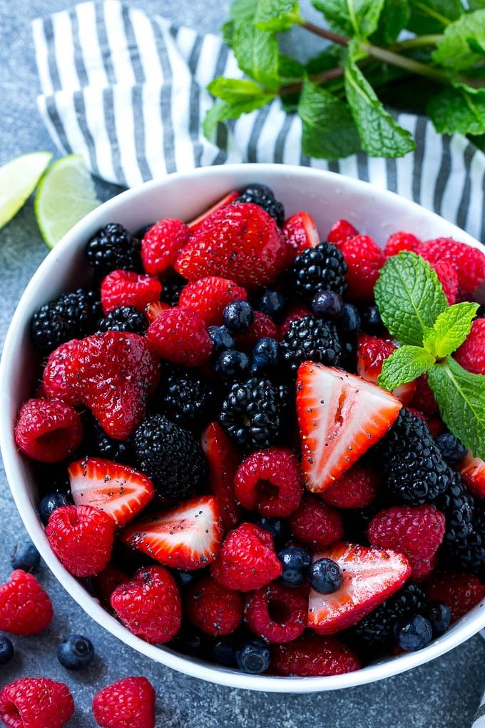 Berry Fruit Salad Recipe | Berry Salad | Summer Berry Salad | Fruit Salad Recipe #berries #fruitsalad #ezlod A bowl of berry fruit salad tossed in a honey lime dressing and garnished with fresh mint.