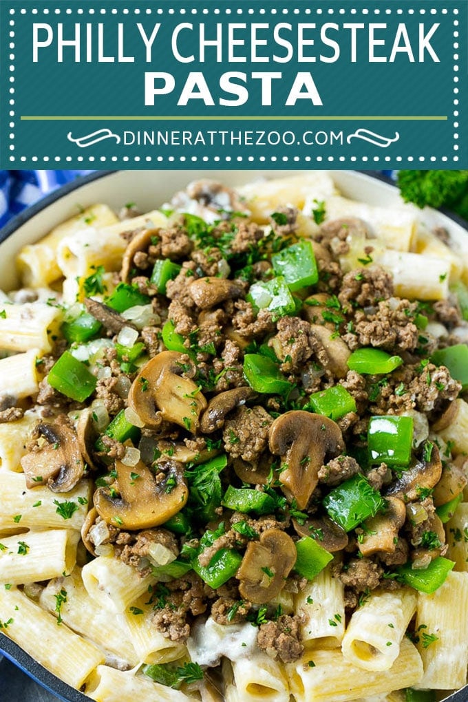 Philly Cheesesteak Pasta | Ground Beef Pasta | Creamy Pasta #phillycheesesteak #beef #pasta #peppers #mushrooms #dinner #ezlod