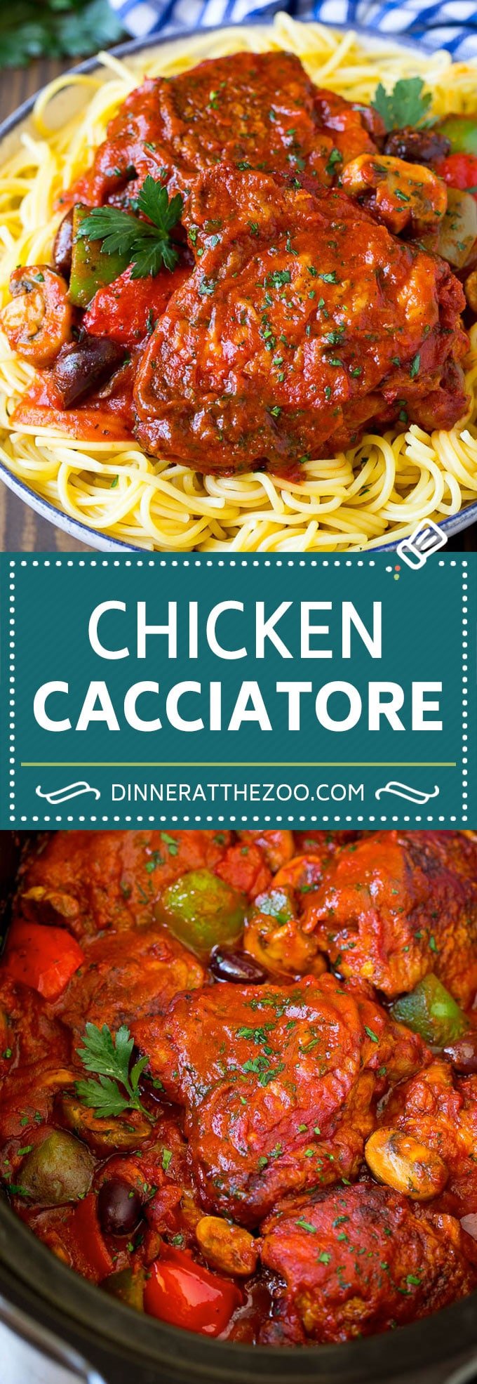 Slow Cooker Chicken Cacciatore Recipe | Italian Chicken #chicken #crockpot #slowcooker #dinner #italianfood #peppers #ezlod