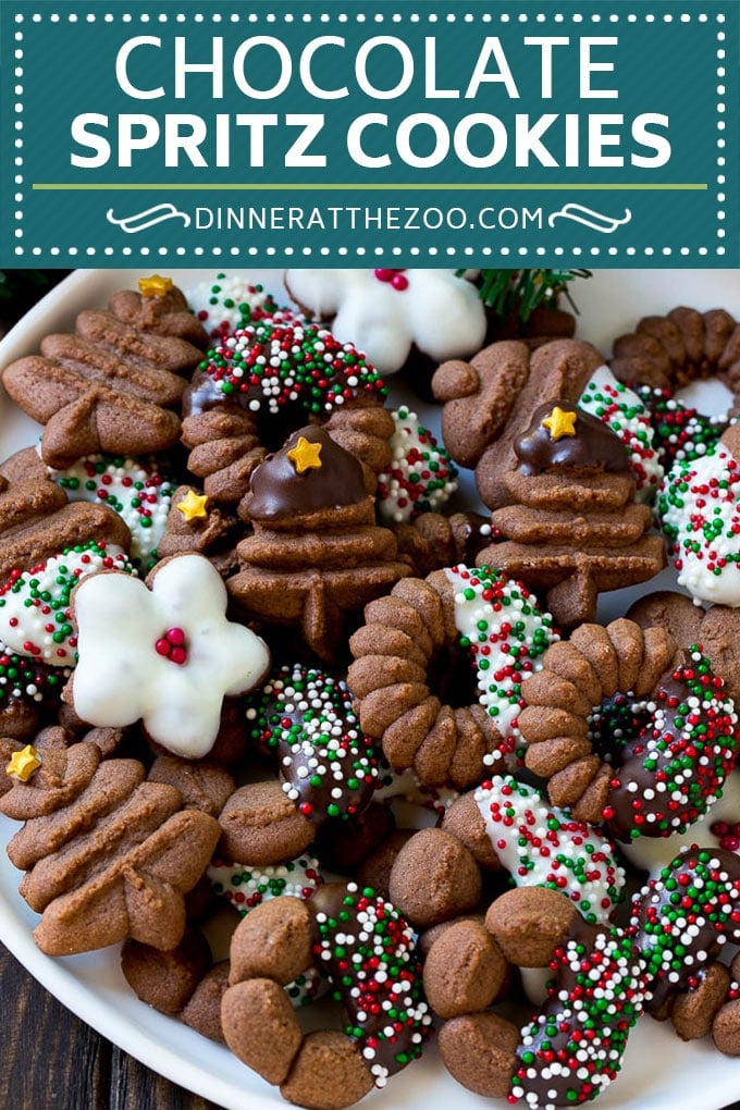 Chocolate Spritz Cookies | Christmas Cookies | Spritz Cookies #christmas #cookies #chocolate #sprinkles #baking #dessert #ezlod