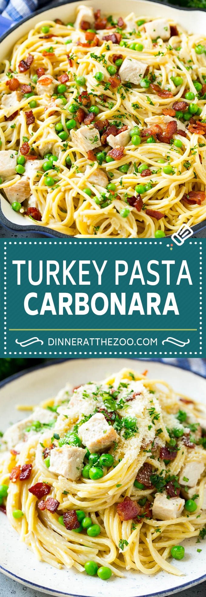 Turkey Pasta Carbonara | Turkey Pasta | Leftover Turkey Recipe #turkey #pasta #bacon #peas #dinner #ezlod