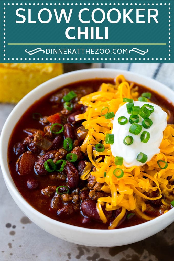 Slow Cooker Chili Recipe | Crock Pot Chili | Beef Chili | Beef and Bean Chili #chili #soup #beef #slowcooker #crockpot #dinner #ezlod