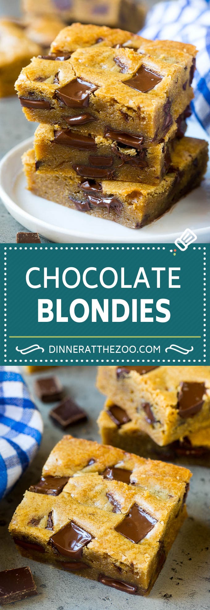 Blondies Recipe | Chocolate Chunk Blondies | Bar Cookies #blondies #cookies #chocolate #dessert #sweets #ezlod