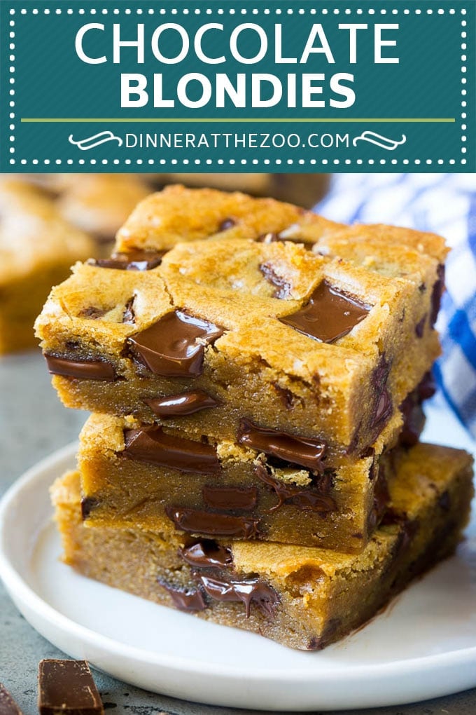 Blondies Recipe | Chocolate Chunk Blondies | Bar Cookies #blondies #cookies #chocolate #dessert #sweets #ezlod