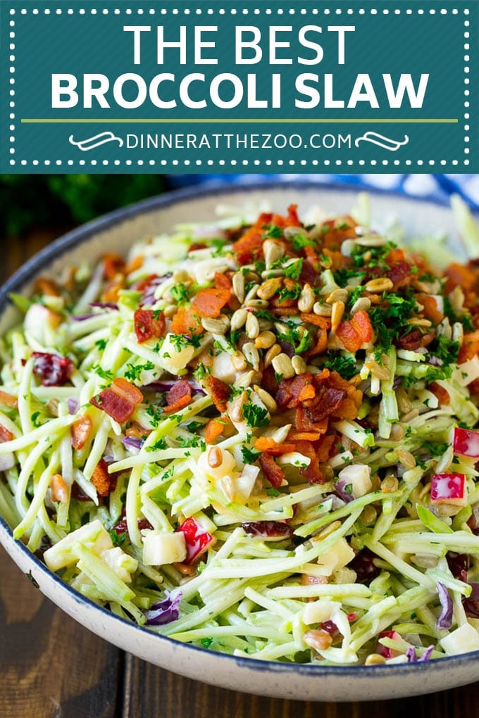 Bacon Broccoli Slaw Recipe | Coleslaw Recipe | Broccoli Slaw #broccoli #slaw #salad #apple #bacon #sidedish #lunch #ezlod