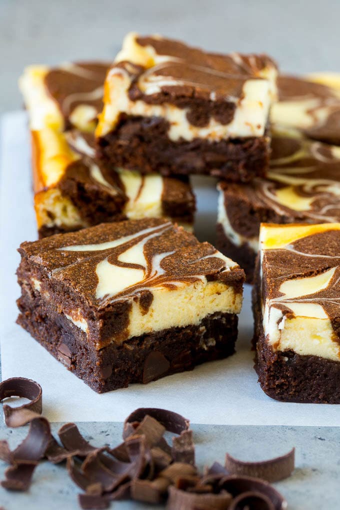 Cheesecake Brownies Recipe | Cream Cheese Brownies | Homemade Brownies #brownies #cheesecake #chocolate #dessert #ezlod Marbled cheesecake brownies with chocolate and cream cheese.