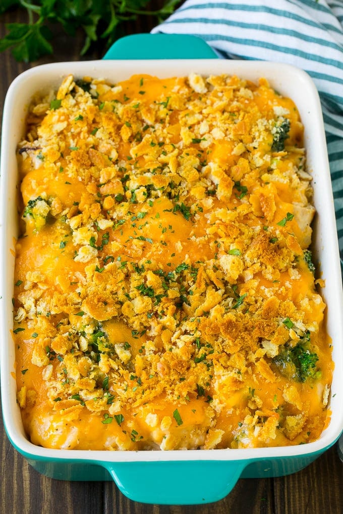 Chicken Casserole Recipe | Chicken and Rice Casserole | Chicken and Broccoli Casserole #casserole #chicken #rice #broccoli #cheese #dinner #ezlod Baked chicken casserole with a crunchy cheesy topping.