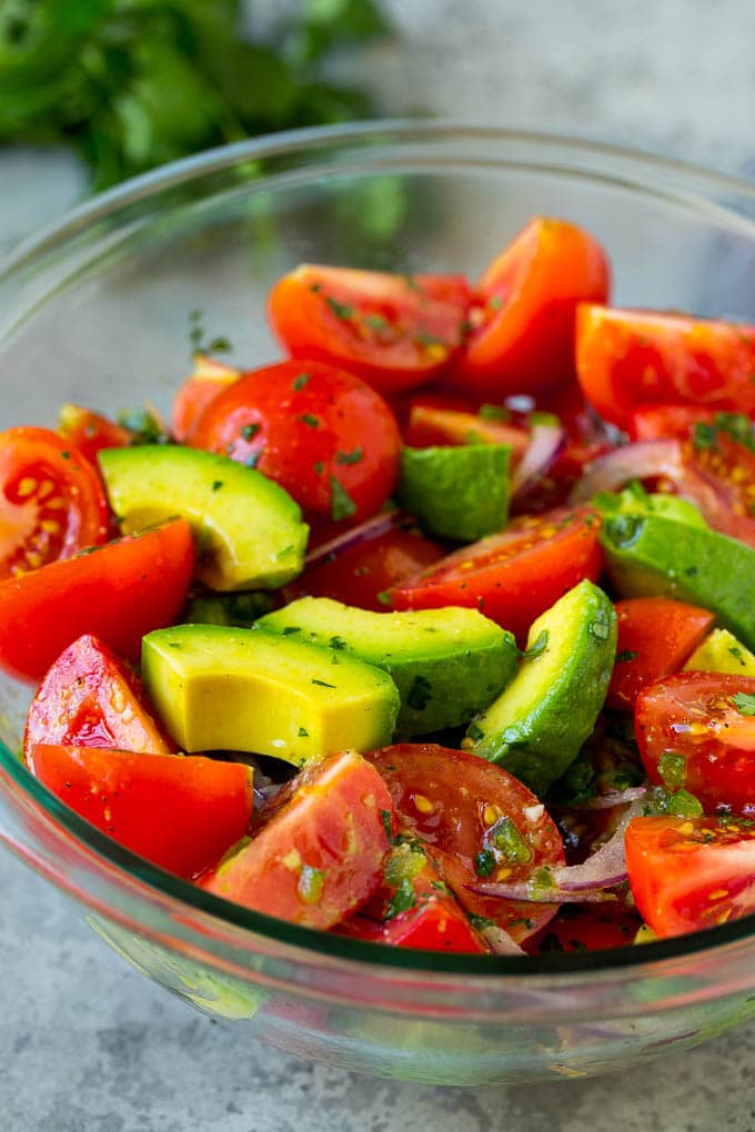 Tomato Avocado Salad Recipe | Avocado Salad | Tomato Salad #salad #tomato #avocado #glutenfree #cleaneating #dinner #ezlod #healthy Avocado salad with tomatoes and red onion.