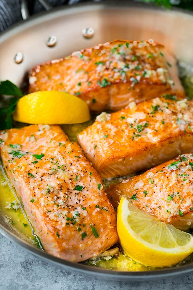 Pan Seared Salmon Recipe | Garlic Butter Salmon | Seared Salmon #salmon #garlic #butter #keto #lowcarb #dinner #ezlod Pan seared salmon fillets in garlic butter sauce.