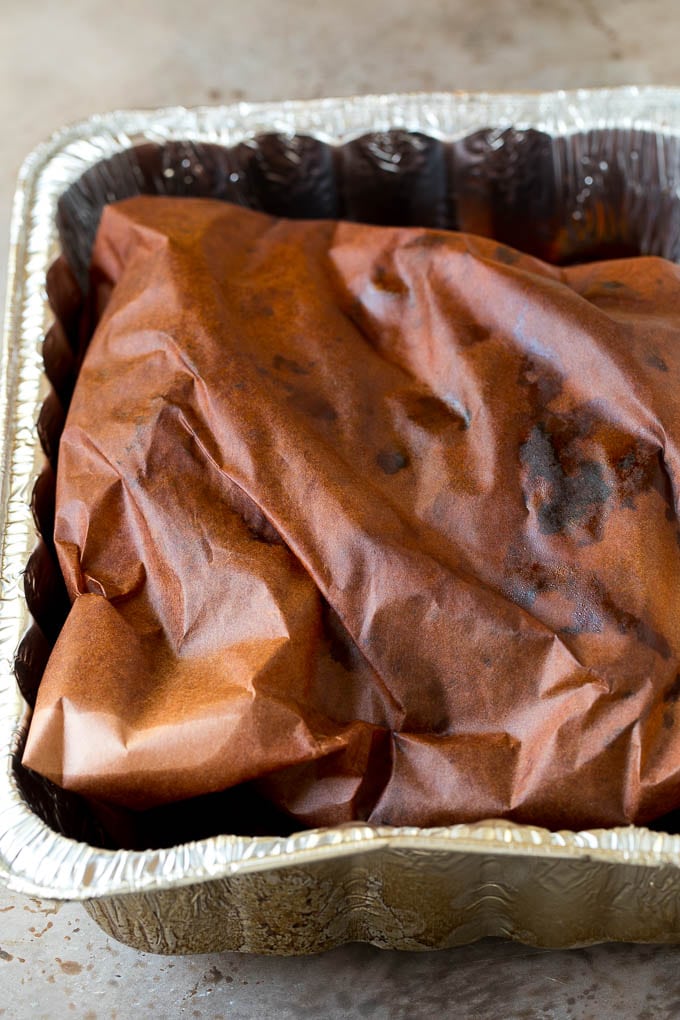 Burnt Ends Recipe | Smoked Brisket | Beef Brisket #brisket #bbq #smoker #beef #dinner #ezlod Brisket wrapped in butcher paper.