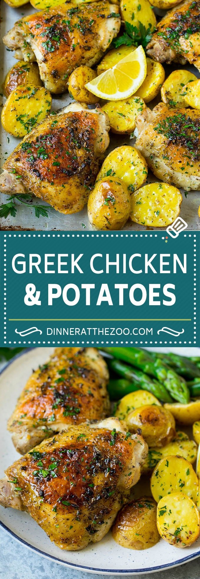 Greek Chicken and Potatoes Recipe | Sheet Pan Dinner | Roasted Chicken Thighs #chicken #chickenthighs #garlic #potatoes #onepotmeal #dinner #ezlod #cleaneating