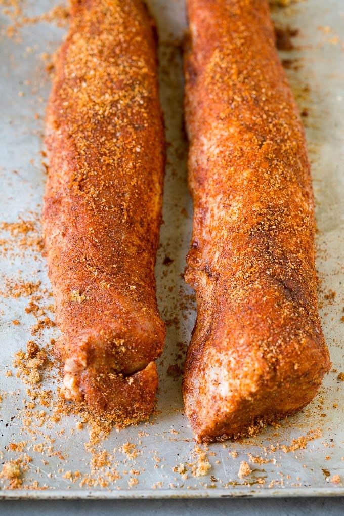 Smoked Pork Tenderloin Recipe | Smoked Pork Loin | BBQ Pork #pork #tenderloin #smoker #dinner #ezlod Pork tenderloins coated in homemade spice rub.