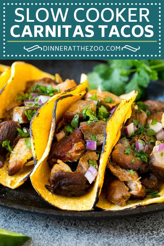 Slow Cooker Carnitas Tacos Recipe | Pork Tacos #tacos #pork #dinner #slowcooker #crockpot #ezlod
