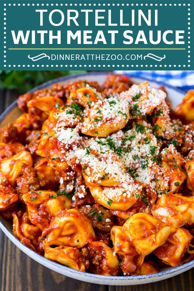 Cheese Tortellini in Meat Sauce #tortellini #pasta #sauce #dinner #ezlod #cheese