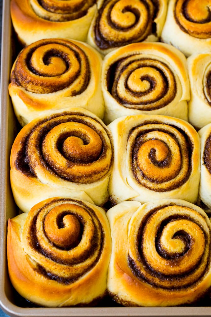 Cinnamon Rolls Recipe | Cinnamon Buns #cinnamon #rolls #pastry #breakfast #brunch #sweets #ezlod #baking #bread Baked buns on a sheet pan.