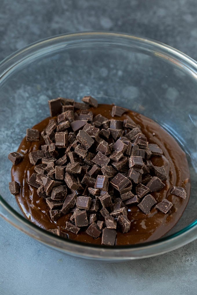 Brownie Cookies Recipe | Chocolate Cookies #cookies #brownies #chocolate #dessert #baking #ezlod Chocolate cookie batter with chocolate chunks on top.
