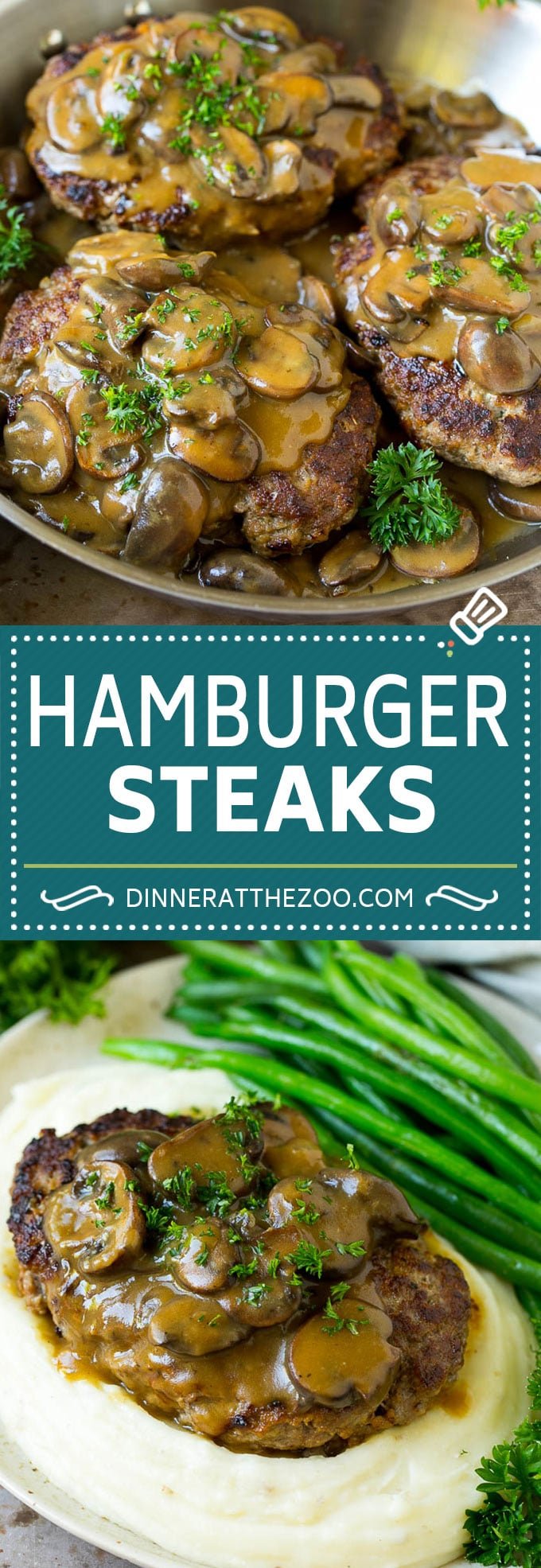Hamburger Steaks with Mushroom Gravy Recipe | Salisbury Steak #hamburger #groundbeef #mushrooms #gravy #dinner #ezlod