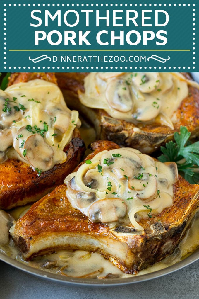 Smothered Pork Chops Recipe | Mushroom Pork Chops #pork #porkchops #mushrooms #gravy #dinner #ezlod