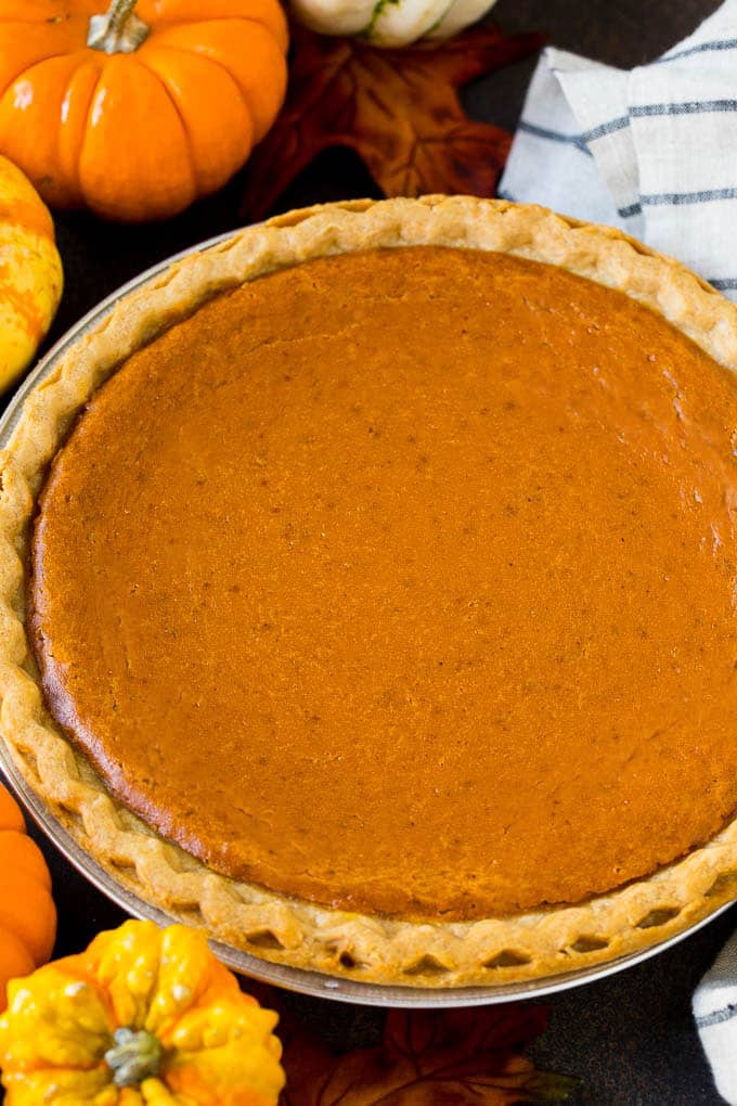 Homemade Pumpkin Pie Recipe | Pumpkin Pie #pie #pumpkin #baking #thanksgiving #fall #dessert #ezlod A whole pumpkin pie in a flaky crust.