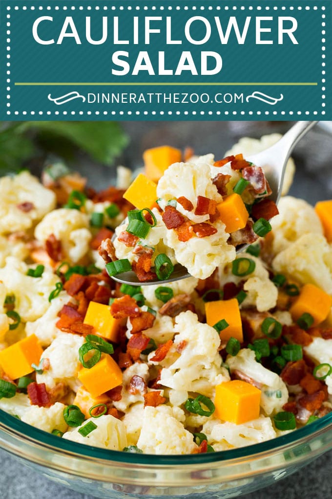 Cauliflower Salad Recipe #salad #cauliflower #bacon #lowcarb #keto #dinner #ezlod