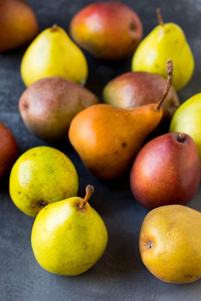 Pear Salad Recipe #salad #pears #fall #winter #dinner #ezlod Assorted whole pears.