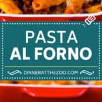 Pasta al Forno is hearty rigatoni noodles tossed in a savory meat sauce then topped with cheese and baked. #pasta #ezlod