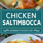 Chicken saltimbocca is chicken cutlets flavored with sage and prosciutto in a lemon sauce. #chicken #ezlod