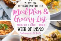 21 Day Fix and WW Meal Plan with Grocery List Week of January 13 2020