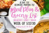 Meal Plan and Grocery List Week of January 27 2020 for 21 Day Fix and WW