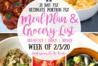 21 Day Fix and WW Meal Plan with Grocery List