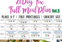 Complete 21 Day Fix Meal Plan Volume 5 For All Brackets With Free Printables