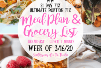 Weekly Meal Plan and Grocery List for 21 Day Fix and WW