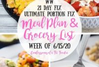 21 Day Fix and WW Weekly Meal Plan with Grocery List June 15 2020